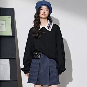 Crochet Collar Sweatshirt